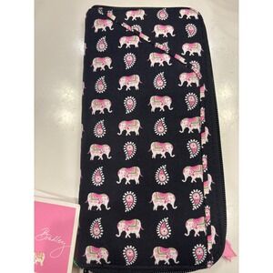 Vera Bradley Pink Elephant Travel Organizer Zip Around Wallet Quilted Cotton NEW